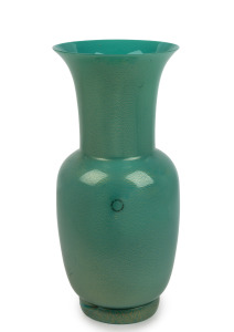PAOLO VENINI (1895-1959) opaline green Murano glass vase with oro gold inclusions, for VETRERIA VENINI, designed in 1932 with a limited re-editioned run in 1999, engraved "Venini, '99, 1030/1999" and bearing original label "Venini, Murano, Made in Italy",