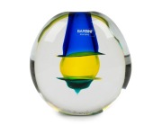 ALFREDO BARBINI (1912-2007) sommerso Murano glass vase with three coloured bands, for VETRERIA ALFREDO BARBINI, circa 1980, engraved "A. Barbini, 35/100" and bearing original label "Barbini, Murano", 16cm high.
