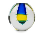 ALFREDO BARBINI (1912-2007) sommerso Murano glass vase with three coloured bands, for VETRERIA ALFREDO BARBINI, circa 1980, engraved "A. Barbini, 35/100" and bearing original label "Barbini, Murano", 16cm high. - 2