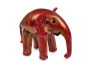 ERCOLE BAROVIER (1889-1974) coral red Murano glass elephant statue with gold foil inclusions, for VETRERIA ARTISTICA BAROVIER & Co., circa 1933, 16cm high, 19cm wide. - 2