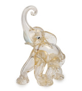ERCOLE BAROVIER (1889-1974) rare charging elephant statue in clear Murano glass with gold foil inclusions, for VETRERIA BAROVIER & TOSO, circa 1930, 22cm high. - 2