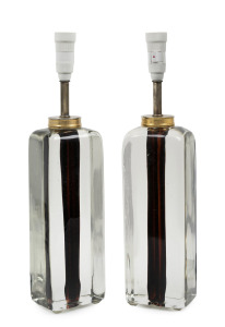 ANTONIO DA ROS (1936-2012) pair of Minimalist Murano sommerso glass table lamp bases, for VETRERIA CENEDESE, circa 1970s, engraved "Cenedese", 49cm high overall including fittings.
