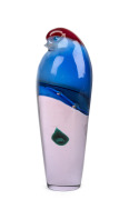 ANTONIO DA ROS (1936-2012), Murano sommerso glass exotic bird in blue with red hood, for VETRERIA CENEDESE, circa 1960, bearing original foil label "Murano Glass, Made In Italy", 23cm high. - 2