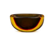 FLAVIO POLI (1900-1984) yellow and red sommerso Murano glass bowl, for SEGUSO VETRI D'ARTE, circa 1950, 7.5cm high, 15.5cm wide.