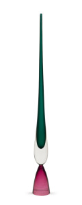 LUCIANO GASPARI (1913-2007) rare tall "Pinnacolo" Murano glass pinnacle sculpture in green sommerso with pink base, for SALVIATI, circa 1960, 53.5cm high.