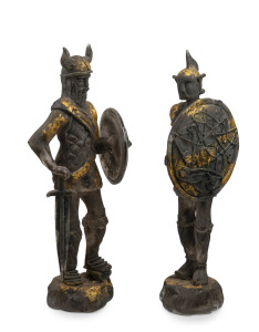 LOREDANO ROSIN (1936-1991) pair of Scavo Murano glass warrior statues, for CENEDESE, circa 1970s, both engraved "Loredano Rosin", 86cm and 88cm high.
