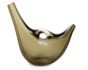 FULVIO BIANCONI (1915-1996) olive green Murano glass Forato vase, Model No. 4517, for VENINI & Co., MURANO, circa 1951, 22cm high. - 2