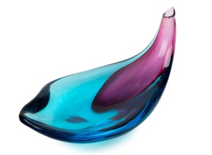 ANTONIO DA ROS (1936-2012) Murano glass bladder vase/bowl in purple and blue sommerso, for CENEDESE, circa 1960, 21cm high, 38cm wide.
