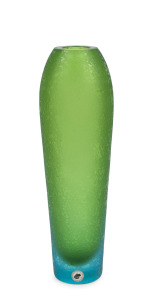 GALLIANO FERRO "Corroso" Murano glass vase in green and ice blue, circa 1960, ​​​​​​​36cm high.