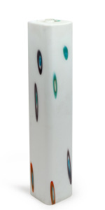 VISTOSI (attributed) square form Murano glass hanging light shade with Murrines, 53cm high.