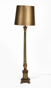 An Italian Florentine carved and painted giltwood standard lamp with shade, 20th century, ​​​​​​​174cm high including shade.