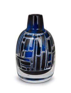 EDVIN &Ouml;HRSTR&Ouml;M (1906&ndash;1994) Ariel Swedish art glass vase with unusual geometric cube design, for ORREFORS, 1957, engraved "ORREFORS, ARIEL No.466F, EDVIN &Ouml;HRSTR&Ouml;M", 17.5cm high.