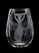 VICKE LINDSTRAND (1904-1983) "After The Haul" wheel-cut Swedish glass vase for KOSTA, circa 1950's, acid etched mark "VICKE LINDSTRAND, KOSTA", 35cm high, 25cm wide.