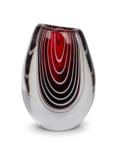VICKE LINDSTRAND (1904-1983) Swedish glass "Zebra" vase, for Kosta, acid etch mark "LINDSTRAND, KOSTA", 13cm high.