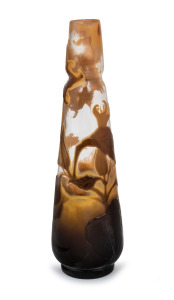 &Eacute;MILE GALL&Eacute; (1846&ndash;1904) French Art Nouveau cameo glass vase with floral decoration and fire polished finish, circa 1895, signed "GALLE", ​​​​​​​28cm high.