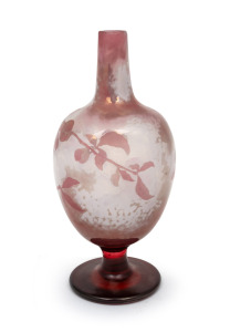 &Eacute;MILE GALL&Eacute; (1846&ndash;1904) French Art Nouveau cameo glass vase with pink blossom decoration, martel&eacute; cutting, fire polished finish, and applied foot, circa 1895, signed "GALLE", ​​​​​​​27cm high.