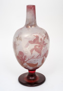&Eacute;MILE GALL&Eacute; (1846&ndash;1904) French Art Nouveau cameo glass vase with pink blossom decoration, martel&eacute; cutting, fire polished finish, and applied foot, circa 1895, signed "GALLE", ​​​​​​​27cm high. - 2