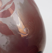 &Eacute;MILE GALL&Eacute; (1846&ndash;1904) French Art Nouveau cameo glass vase with pink blossom decoration, martel&eacute; cutting, fire polished finish, and applied foot, circa 1895, signed "GALLE", ​​​​​​​27cm high. - 3