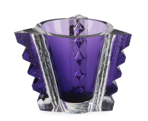 KOSTA BODA "Naxos I" Swedish purple art glass vase by ANN W&Aring;HLSTR&Ouml;M, circa 1989, signed "Kosta Boda, Ann Wahlstrom, Edition 89, 9/20", 20cm high, 23cm wide.