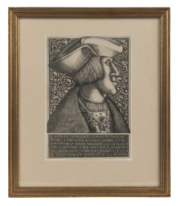 HIERONYMUS HOPFER (active 1520-1555), Charles V, Holy Roman Emperor, etching, circa 1680s restrike, 23 x 16cm, 35 x 30cm overall.