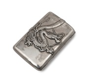WANG HING antique Chinese export silver cigarette case with applied dragon decoration, 19th/20th century, stamped "W.H. 90" with seal mark, ​​​​​​​12cm high, 218 grams.