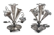 A pair of antique Chinese export silver epergnes with floral decoration, 19th/20th century, seal mark to base, ​​​​​​​21cm high, 569 grams total.