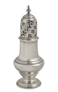 A Georgian sterling silver sugar caster, made in London, circa 1794, 17.5cm high, 249 grams.