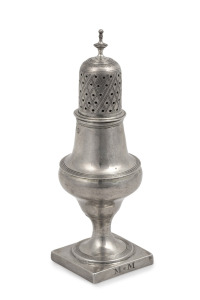 A Georgian sterling silver sugar caster, made in London, circa 1807, 14cm high, 76 grams.