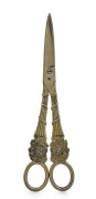 A pair of Georgian sterling silver grape scissors with remains of original gilt wash finish, by William Eley, William Fearm & William Chawner, of London, circa 1809, ​​​​​​​18.5cm long, 110 grams.