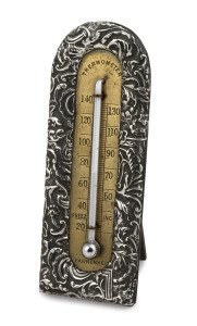 An antique Fahrenheit mercury thermometer in sterling silver mount, 19th century, ​​​​​​​14cm high.