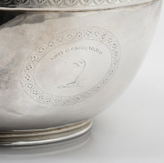 George III antique English sterling silver teapot and stand with bright cut foliate decoration, bearing coat of arms with the motto "VIGET IN CINERE VIRTUS" (Virtue thrives in ashes), by John Emes of London, 1805, (2 items), the teapot 15cm high, 25cm wid - 4