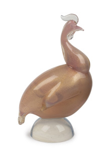 ARCHIMEDE SEGUSO (attributed) opalescent Murano glass bird statue with gold foil inclusions, circa 1950s, ​​​​​​​23cm high.