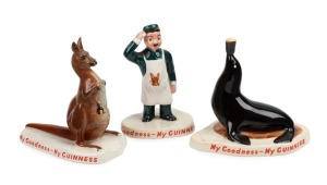 CARLTON WARE "My Goodness - My Guinness" group of three English porcelain advertising statues, 20th century, red factory marks to base, ​​​​​​​the kangaroo 10cm high.