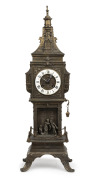 An antique French steeple clock in gilt spelter case, time and strike movement with Roman numeral chaptering, 19th century, 54cm high.