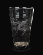 VICKE LINDSTRAND (1904-1983) "Pearl Divers" wheel-cut Swedish glass vase with applied black glass base, for ORREFORS, circa 1930's, engraved "ORREFORS, LINDSTRAND, 115.34.", with engraver's monogram "E.G." (Emil Goldman, worked 1923-1939), 34cm high.