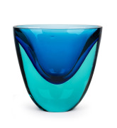 FLAVIO POLI (1900-1984) imposing sommerso Murano glass bowl in blue and green, for SEGUSO VETRI D'ARTE, circa 1955, 23cm high, 24cm wide.