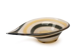 DINO MARTENS (1894-1970) Murano glass tear-drop shaped bowl, bearing original paper label "Made In Italy", 10cm high, 35cm wide.