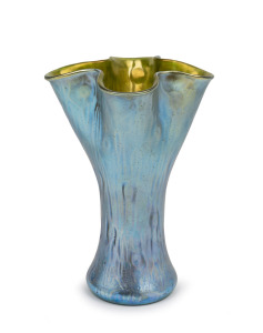 LOETZ Bohemian Art Nouveau blue and green iridescent art glass vase, circa 1900, 25.5cm high.