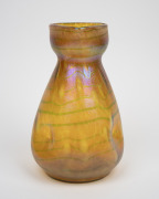 LOETZ Bohemian Art Nouveau iridescent art glass vase with tri-form top, designed by FRITZ HECKERT, circa 1900, 25cm high. - 2