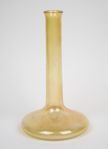 An Art Nouveau citrine iridescent art glass stem vase, possibly Tiffany, circa 1900, engraved with serial number to base "X3838", 24cm high.