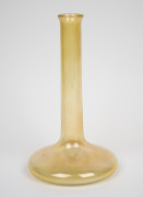An Art Nouveau citrine iridescent art glass stem vase, possibly Tiffany, circa 1900, engraved with serial number to base "X3838", 24cm high.