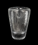 VICKE LINDSTRAND (1904-1983) "Cavemen" Swedish art glass vase, for KOSTA, circa 1950s, acid etched make to base "LINDSTRAND, KOSTA" and engraved "LG 503", 22cm high.