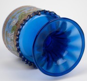 BAROVIER antique Italian Murano blue glass wedding cup with enamel decoration, early 20th century, 13cm high - 3