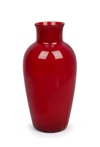 CARLO SCARPA (1906-1978) "Cinesi" Murano ruby glass vase, for VENINI, circa 1950s, three line acid etched mark "Venini, Murano, Italia", 27.5cm high.