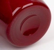 CARLO SCARPA (1906-1978) "Cinesi" Murano ruby glass vase, for VENINI, circa 1950s, three line acid etched mark "Venini, Murano, Italia", 27.5cm high. - 2