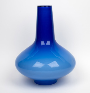 VENINI Murano blue glass hanging light shade, circa 1960s, 36cm high, 27cm wide.