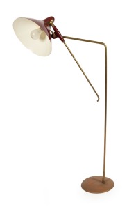 A vintage Italian adjustable standard lamp, circa 1950s, 140cm high.