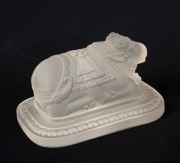 LALIQUE French frosted art glass paperweight, acid etched "R. Lalique, France, ROTTERDAM LLOYD, ROYAL DUTCH MAIL", 5cm high, 9cm long. - 2