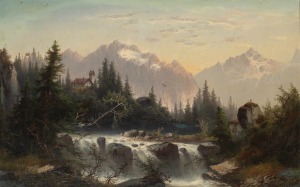 ARTIST UNKNOWN, (European scene), oil on board, signed lower right (illegible), ​​​​​​​60 x 95cm, 86 x 119cm overall.