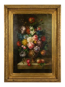 ARTIST UNKNOWN, (Dutch style floral still life, 20th century), oil on canvas, 90 x 60cm, 118 x 87cm overall.